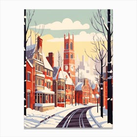 Vintage Winter Travel Illustration Manchester United Kingdom 8 Canvas Print