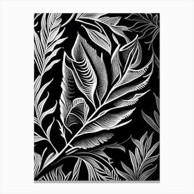 Olive Leaf Linocut 2 Canvas Print