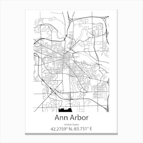 Ann Arbor,United States Minimalist Map Canvas Print