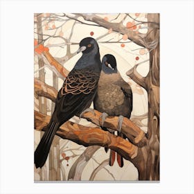 Art Nouveau Birds Poster Pigeon 3 Canvas Print