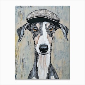 Whippet In A Flat Cap Canvas Print