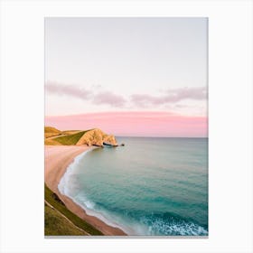 Durdle Door Beach, Dorset Pink Photography 1 Canvas Print