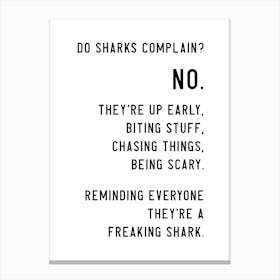 Shark Gym Quote Canvas Print