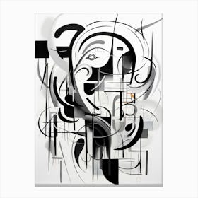 Chromatic Fusion Abstract Black And White 7 Canvas Print