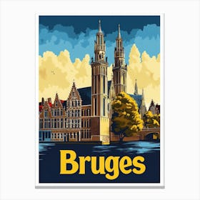 Aihrgdesign A Retro Travel Poster For Bruges Featuring The Ba 7a9ebefa 66bc 4566 B0e0 Cb7c022fe351 3 Canvas Print