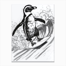 African Penguin Surfing Waves 3 Canvas Print