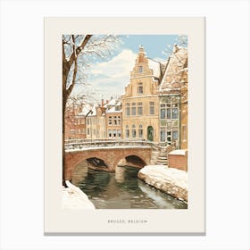 Vintage Winter Poster Bruges Belgium 2 Canvas Print