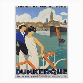 Dunkerque France Vintage Travel Poster Canvas Print