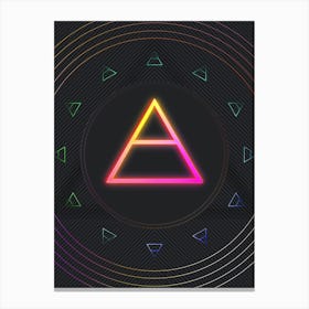 Neon Geometric Glyph in Pink and Yellow Circle Array on Black n.0420 Canvas Print