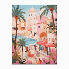 Hammamet Tunisia 1 Vintage Pink Travel Illustration Canvas Print