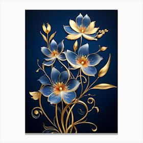 Blue Flowers On A Blue Background 1 Canvas Print