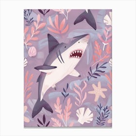 Purple Largetooth Cookiecutter Shark Illustration 4 Canvas Print
