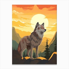 Wolf At Sunset Canvas Print