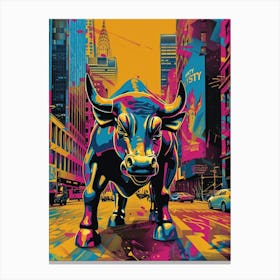 Wall Street Bull New York Colourful Silkscreen Illustration 3 Canvas Print
