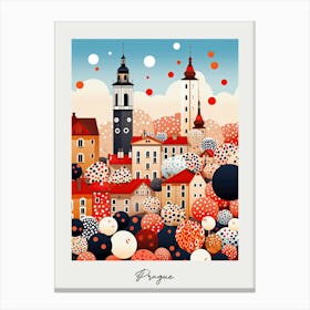 Poster Of Prague, Illustration In The Style Of Pop Art 3 Canvas Print