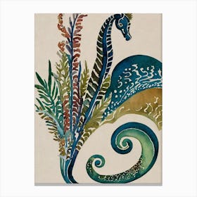 Sea Horse Vintage Graphic Watercolour Canvas Print