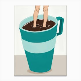 Feet In Coffee Cup Canvas Print