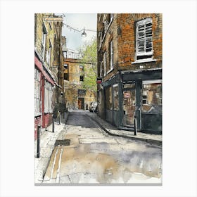 Greenwich London Borough   Street Watercolour 2 Canvas Print
