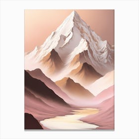 Pink Gold Mountain Landscape Canvas Print