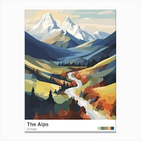 The Alps   Geometric Vector Illustration 0 Poster Canvas Print