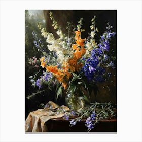 Baroque Floral Still Life Larkspur 2 Canvas Print