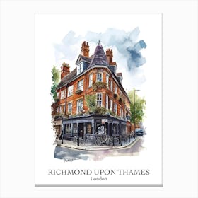 Richmond Upon Thames London Borough   Street Watercolour 1 Poster Canvas Print