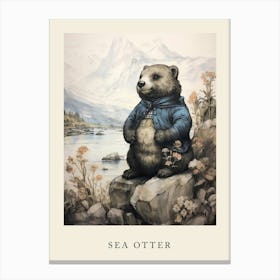 Beatrix Potter Inspired  Animal Watercolour Sea Otter 2 Canvas Print