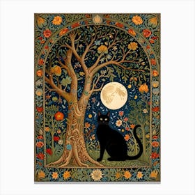 William Morris Black Cat In The Moonlight 2 Canvas Print