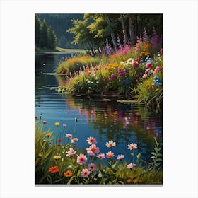 Flowers By The River Canvas Print