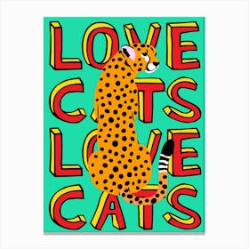 Love Cats Leopard Mint Canvas Print