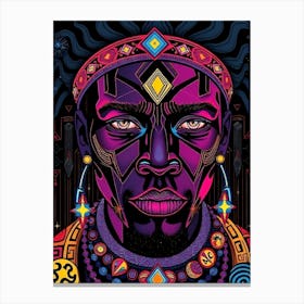 Afro Man Vivid Color Face Illustration Stampe su tela