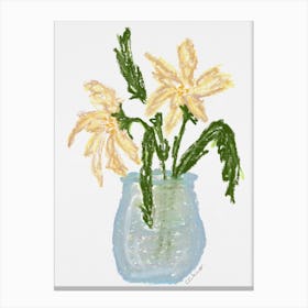 Pastel Oil Wild Flowers In A Jar Canvas Print