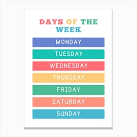 Days Of The Week Nursery Canvas Print