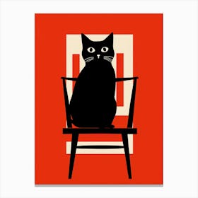 Black Cat In A Chair 1 Canvas Print