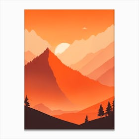 Misty Mountains Vertical Composition In Orange Tone 48 Canvas Print