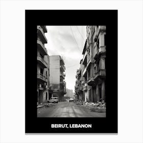 Poster Of Beirut, Lebanon, Mediterranean Black And White Photography Analogue 4 Canvas Print