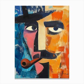 Abstract Representing A Man Smoking A Pipe Canvas Print