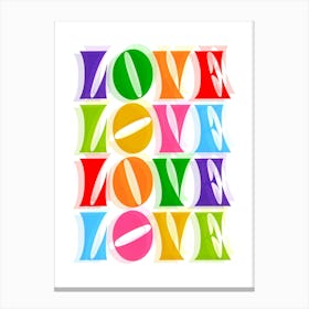 Bold Retro Playful Typographic Rainbow LOVE for PRIDE Canvas Print