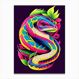 Forest Pit Viper Snake Tattoo Style Canvas Print