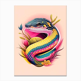 Western Hognose Light Snake Tattoo Style Canvas Print