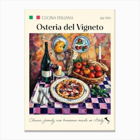 Osteria Del Vigneto Trattoria Italian Poster Food Kitchen Canvas Print