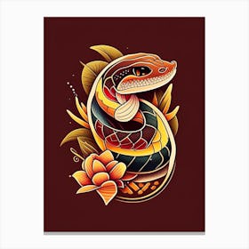 King Brown Snake Tattoo Style Canvas Print