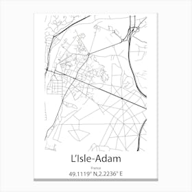 L Isle Adam,France Minimalist Map Canvas Print