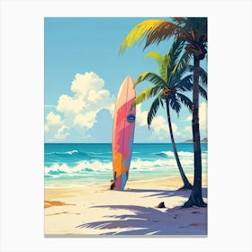 Surfboard On The Beach Canvas Print