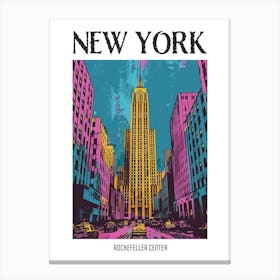 Rockefeller Center New York Colourful Silkscreen Illustration 4 Poster Canvas Print