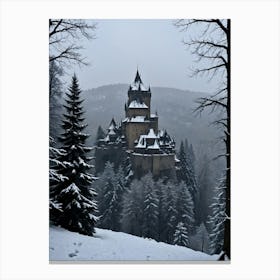 Castle In The Snow Dark Towers of the Romanian Wilds Canvas Print