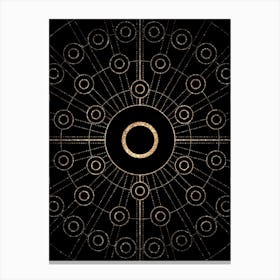 Geometric Glyph Radial Array in Glitter Gold on Black n.0404 Canvas Print