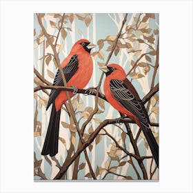 Art Nouveau Birds Poster Cardinal 4 Canvas Print