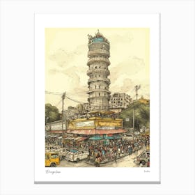 Bangalore India Drawing Pencil Style 2 Travel Poster Canvas Print