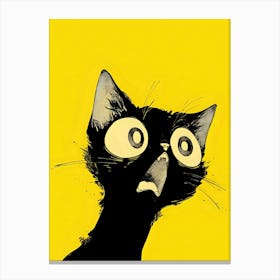 Black Cat With Big Eyes Canvas Print